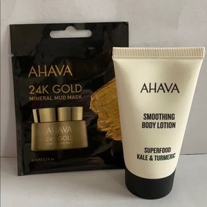 AHAVA 2p Body Lotion & 24K Gold Mineral Mud Mask Travel Size